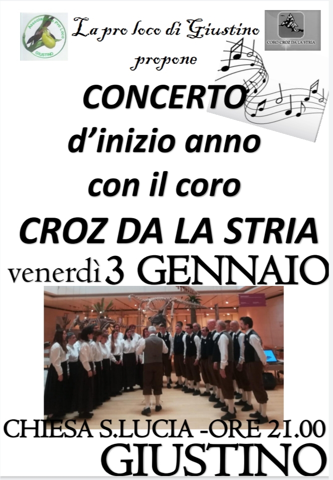 Concerto del coro “Croz da la stria” domani sera a Giustino ore 21.00 presso la Chiesa