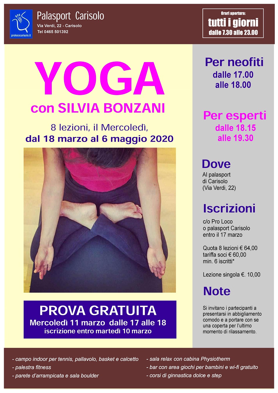 Corso di YOGA al palasport Carisolo
