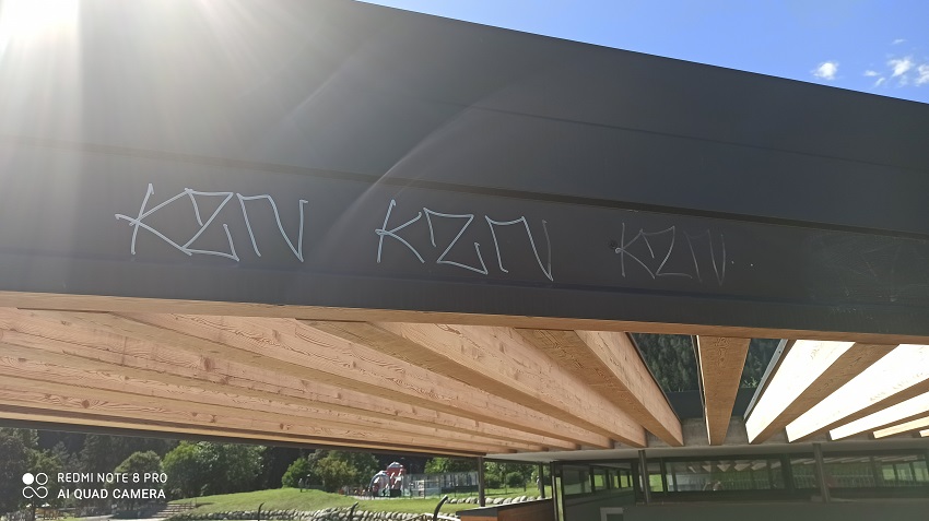 Scritte vandaliche alla Pineta