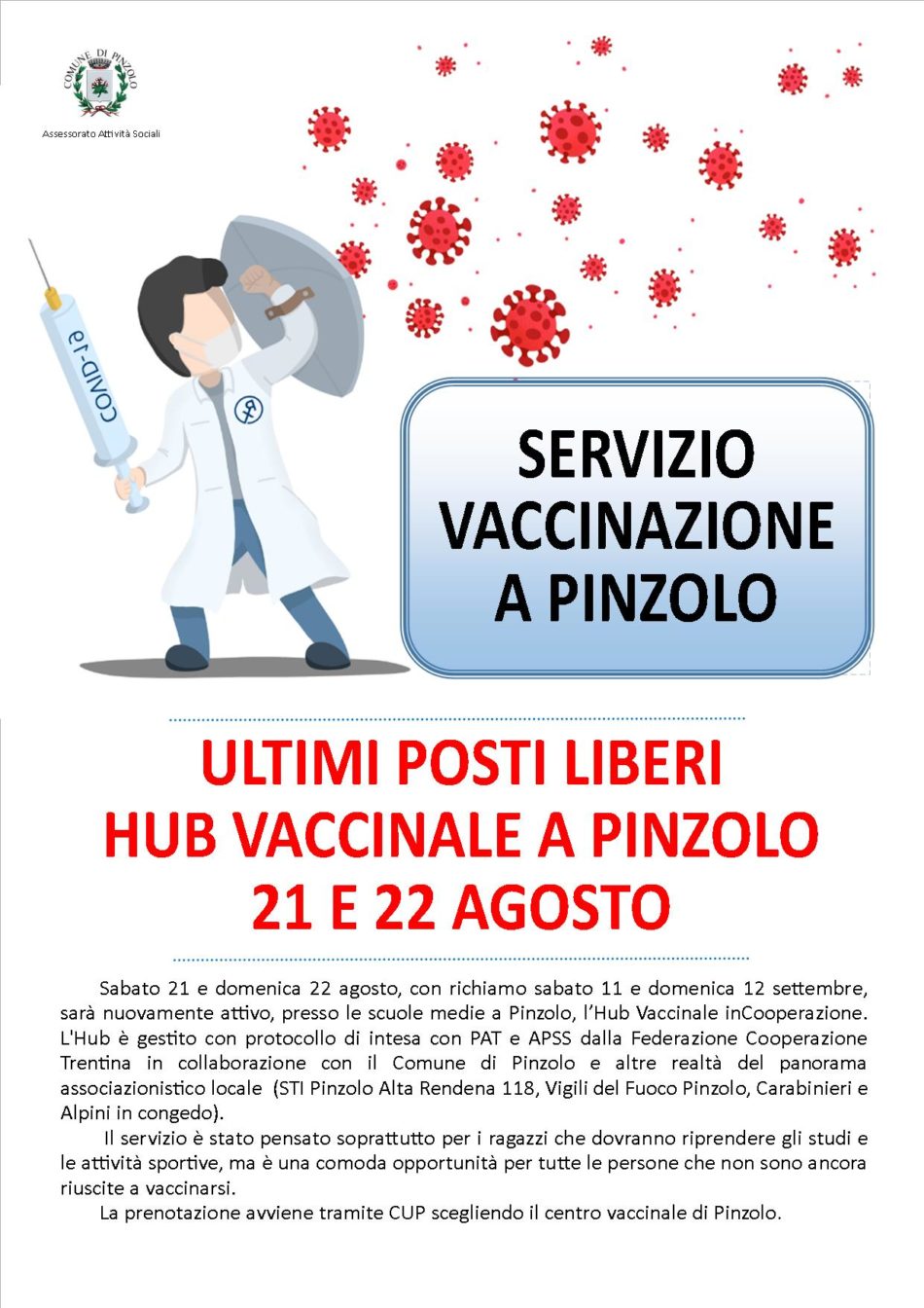 Servizio vaccinazione a Pinzolo