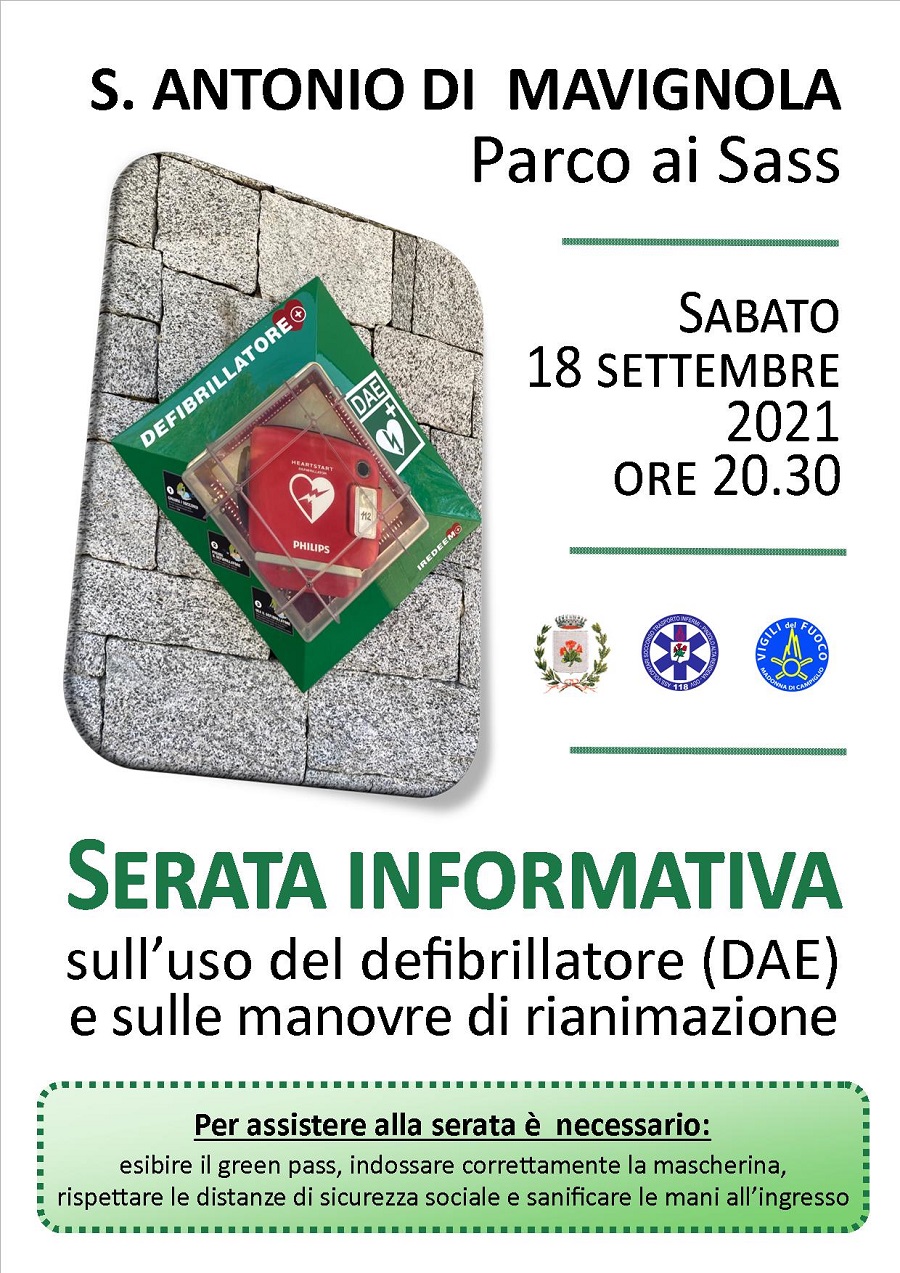 18 settembre – Mavignola: Serata informativa sull’uso del defibrillatore