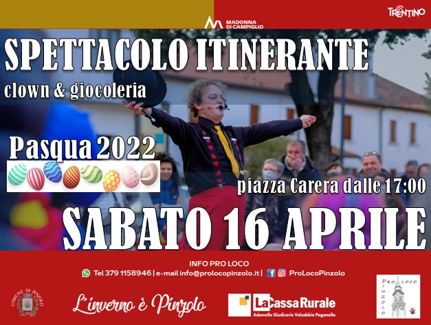 Sabato 16 aprile – Spettacolo in piazza Carera: clown & giocoleria