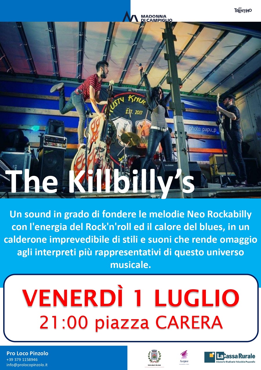 Venerdì 1 luglio: “The Killbilly’s” e il loro American Sound in piazza Carera