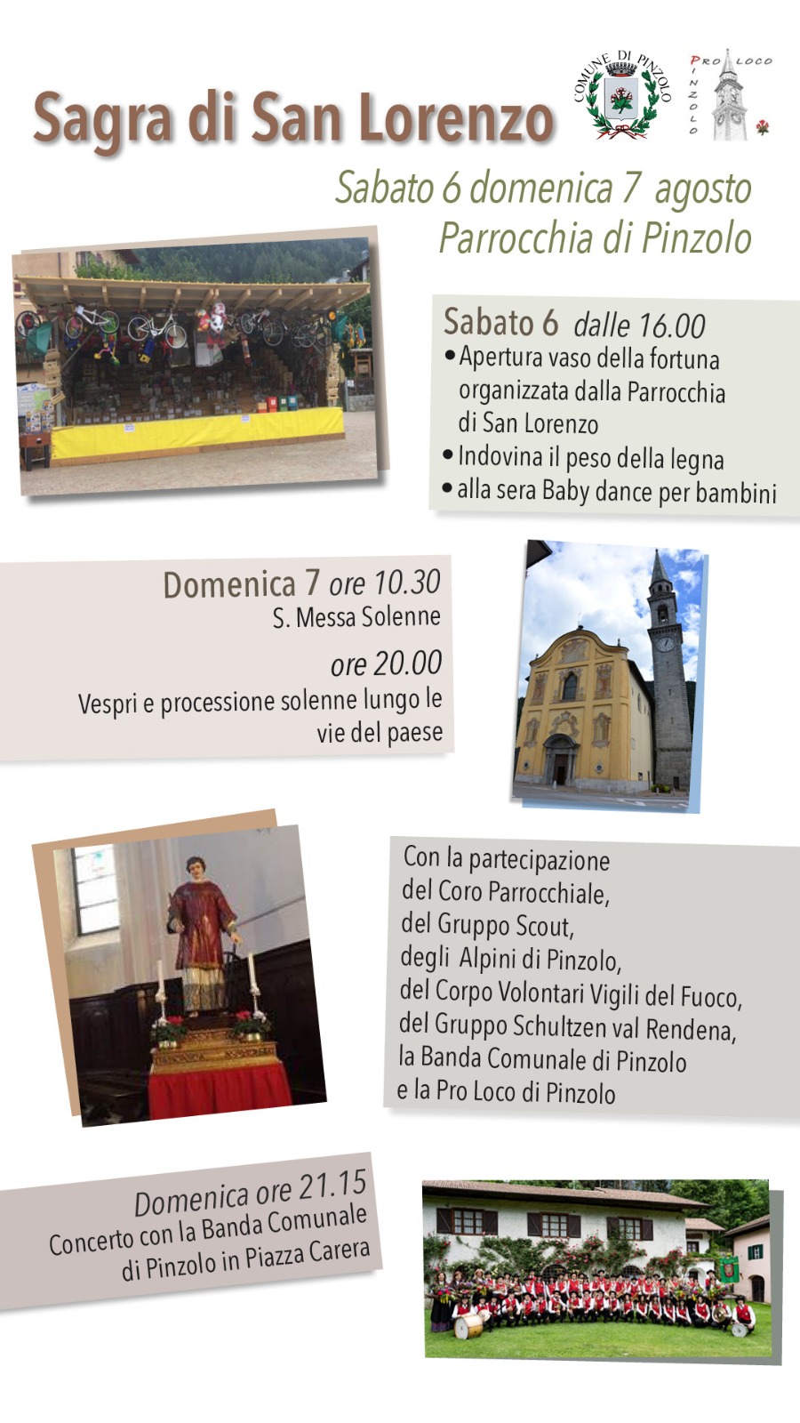 6 e 7 agosto a Pinzolo: Sagra di San Lorenzo