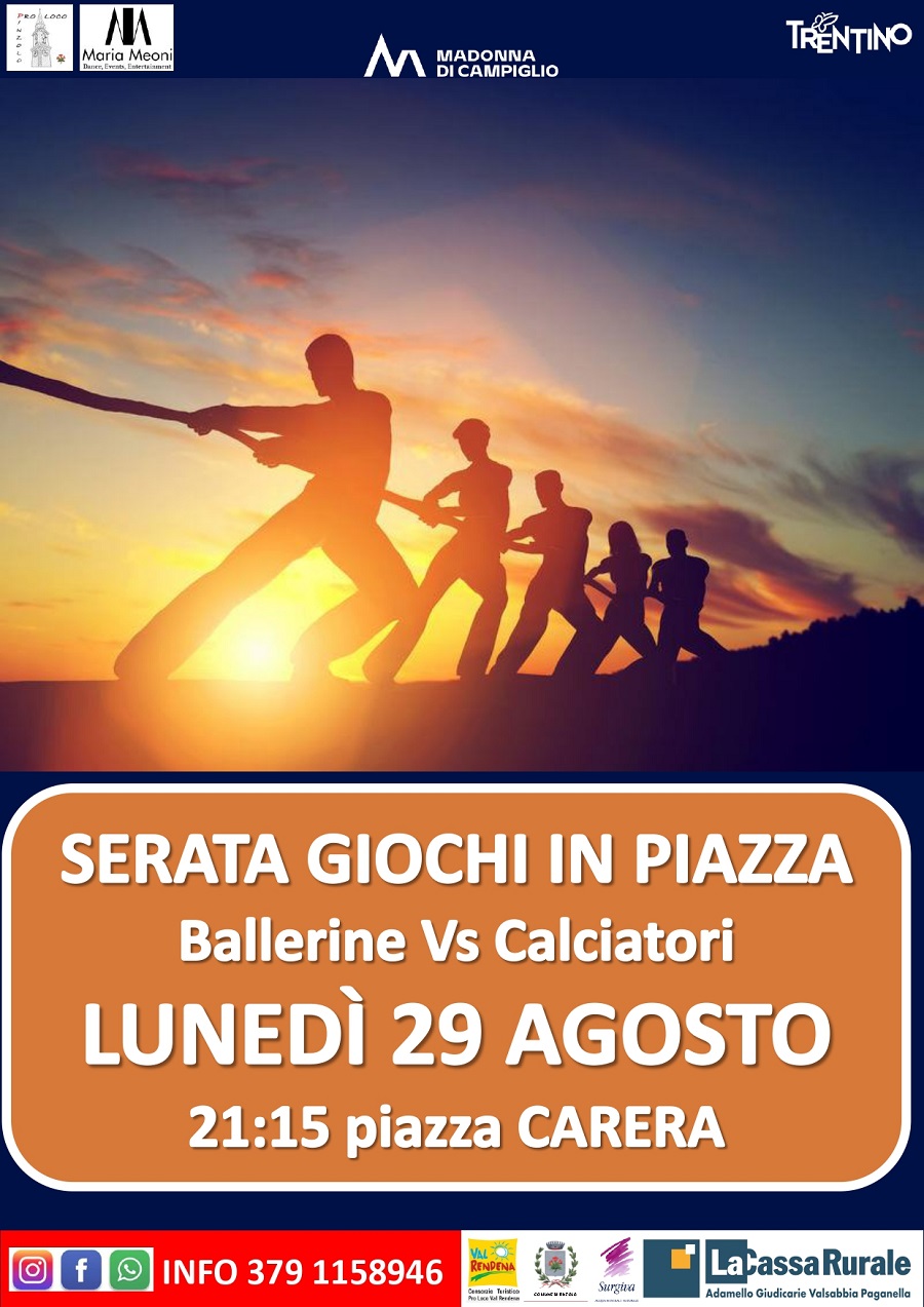 Lunedì 29 agosto ore 21.15: Serata giochi in piazza Carera “Ballerine Vs Calciatori”