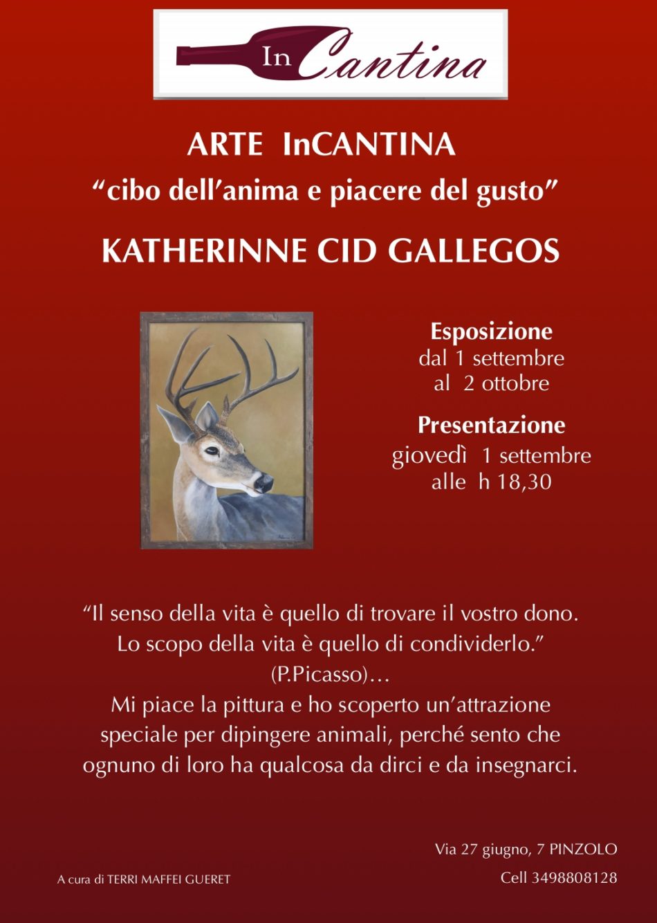 Giovedì 1 settembre ore 18.30: Presentazione ARTE InCANTINA “KATHERINNE CID GALLEGOS”