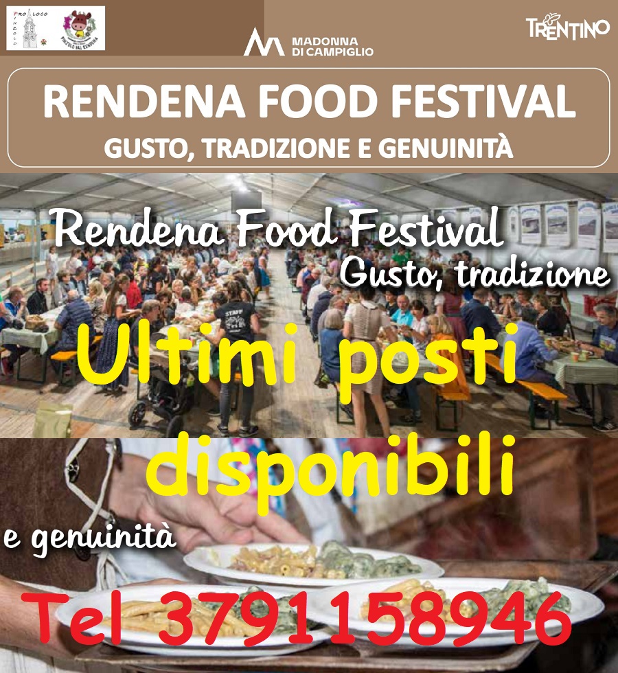 Venerdi 9 settembre: RENDENA FOOD FESTIVAL – Ultimi posti disponibili