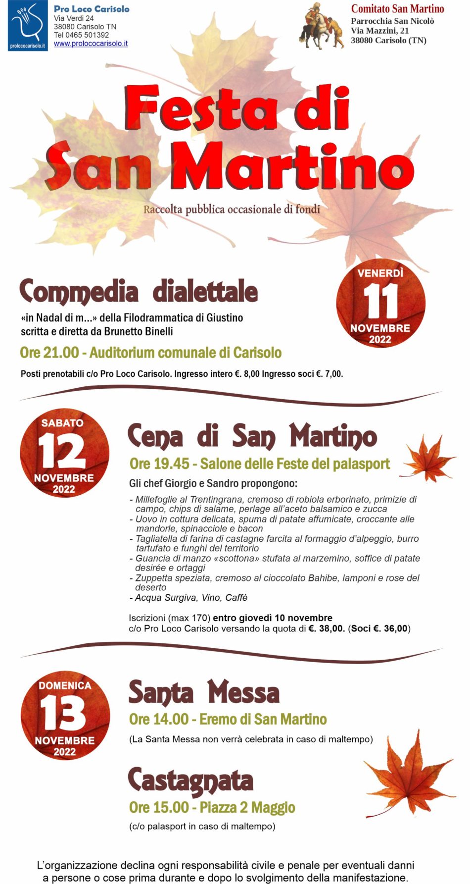 11-13 novembre 2022: Festa di san Martino a Carisolo