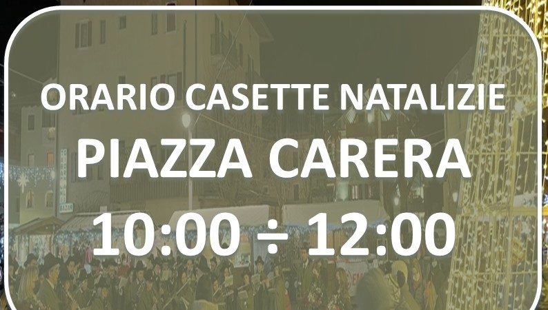 Domenica 8 gennaio “L’Inverno è Pinzolo”: ultimo giorno di apertura delle CASETTE NATALIZIE in piazza Carera dalle 10 alle 12