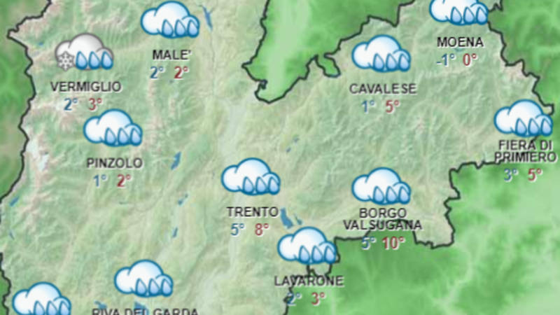 Attese precipitazioni abbondanti, nevose in montagna. Venti forti in quota