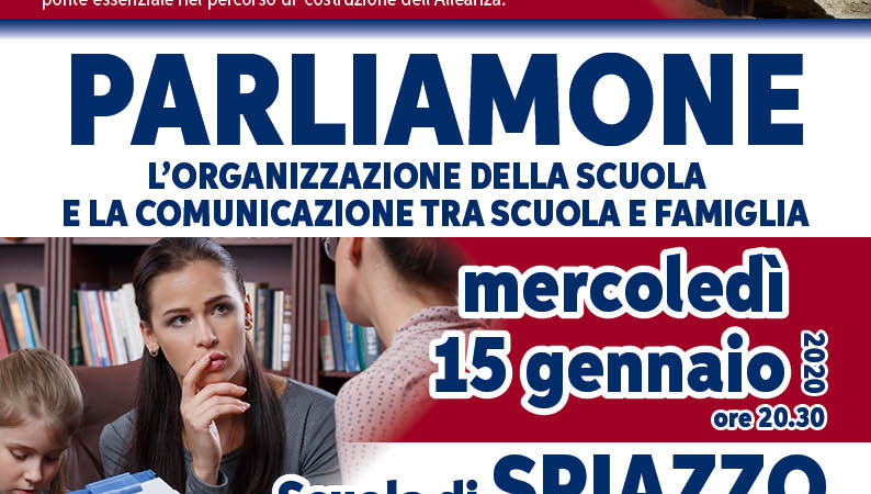 Mercoledi 15 gennaio incontro ALLEANZA SCUOLA FAMIGLIA