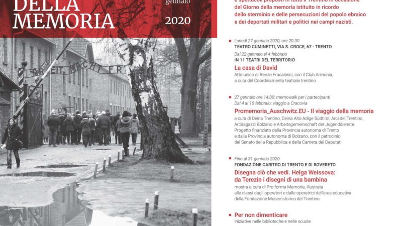 90 gli appuntamenti in Trentino – Giorno della memoria 2020: per non dimenticare