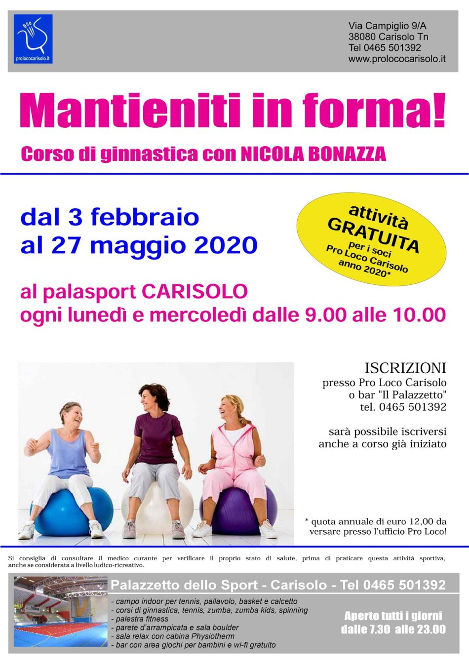 Mantieniti in forma – Corso di ginnastica con NICOLA BONAZZA