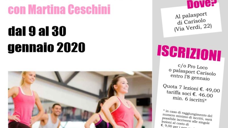 Dal 9 gennaio, presso il palasport di Carisolo partirà un nuovo corso di POWER GAG con l’istruttrice Martina Ceschini