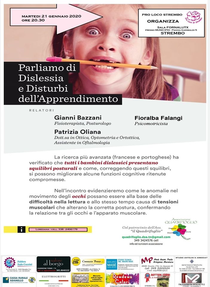 21 gennaio, Strembo: Parliamo di Dislessia e Disturbi dell’Apprendimento