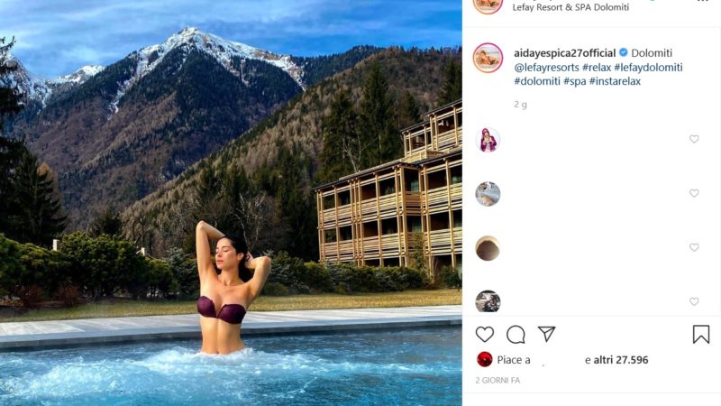 Aida Yespica al Lefay Dolomiti: la più bella montagna sei tu!