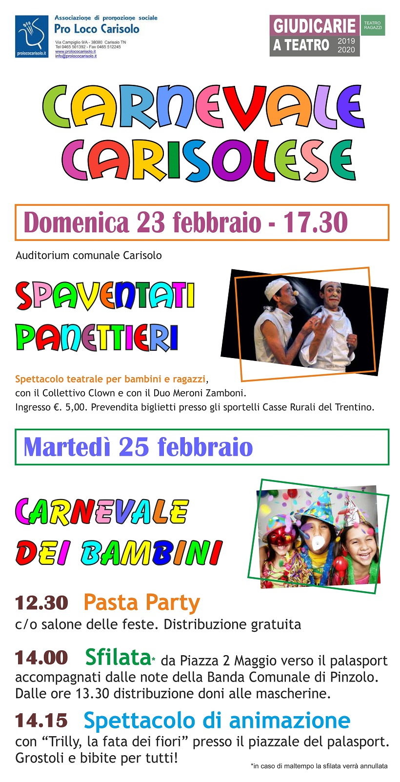 Carnevale Carisolese – Domenica 23 e martedì 25 febbraio