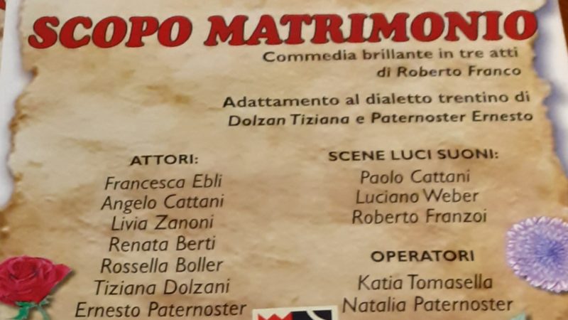 Stasera presso il teatro di Giustino, commedia presentata nell’ambito della rassegna “n sema a far filo’ ”  Teatro comunale di Giustino ore 21.00