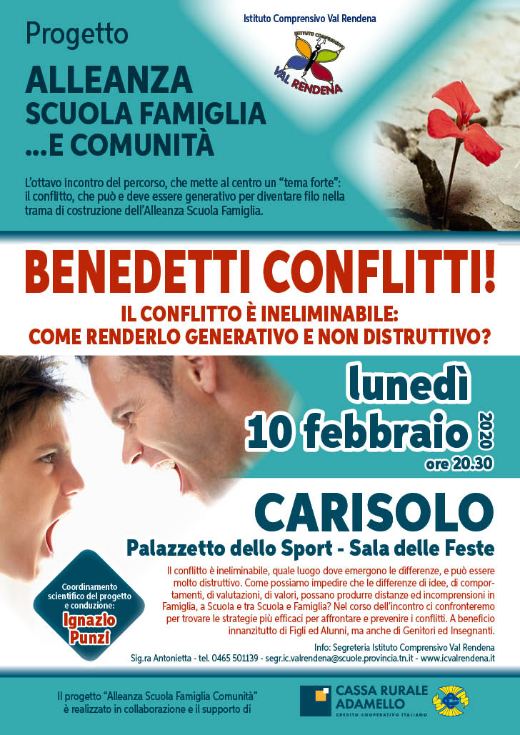 Progetto ALLEANZA SCUOLA FAMIGLIA ..e COMUNITA’ – LUNEDI 10 FEBBRAIO 2020 ore 20.30 Carisolo