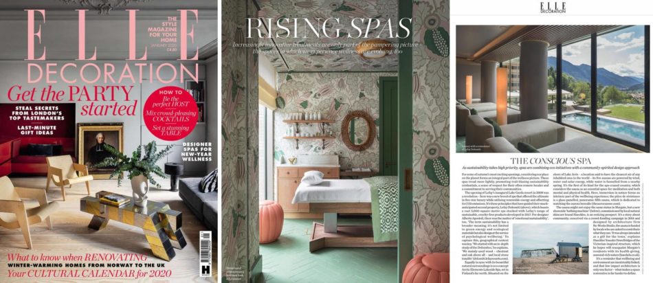 Lefay Resort & SPA Dolomiti è presente su Elle Decoration UK tra le terme consapevoli, dove la sostenibilità ha un’alta priorità.