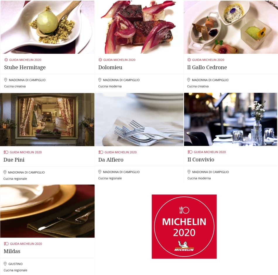 Guida Michelin 2020: confermati gli stellati di Campiglio e quattro ristoranti con “Il Piatto MICHELIN”