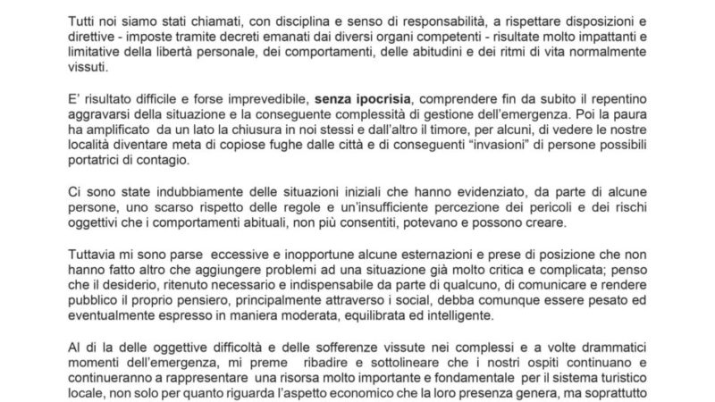 Comunicazione del Presidente dell’APT Madonna di Campiglio Pinzolo Val Rendena