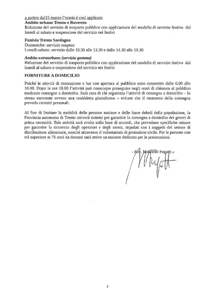 Nuove linee guida provinciali di chiarimento dei DPCM di data 8 e 9 marzo 2020.