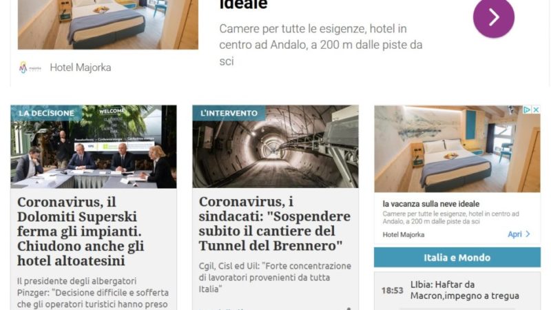 L’assurdità della pubblicità in internet: gli impianti chiudono in tutte le Alpi ma continuano a comparire gli annunci pubblicitari di hotel