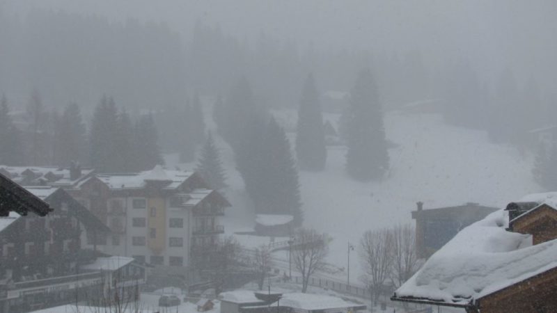 Da poco è in corso una copiosa nevicata su tutta la skiarea Campiglio