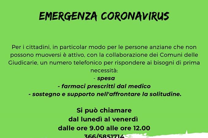 La Comunità delle Giudicarie ha attivato un numero telefonico per rispondere ai bisogni di prima necessità: spesa, farmaci prescritti dal medico, sostegno e supporto nell’affrontare la solitudine.