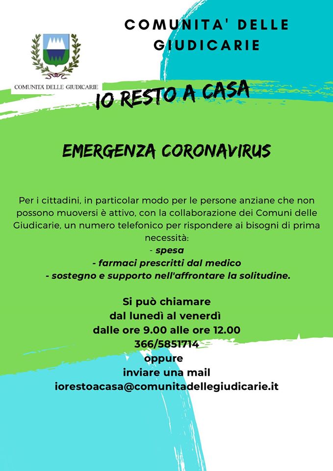 La Comunità delle Giudicarie ha attivato un numero telefonico per rispondere ai bisogni di prima necessità: spesa, farmaci prescritti dal medico, sostegno e supporto nell’affrontare la solitudine.