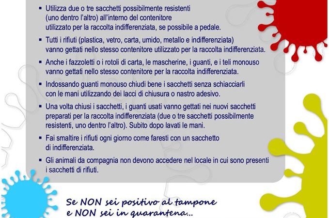 Informativa sui rifiuti domestici da parte dell’Istituto Superiore di Sanità