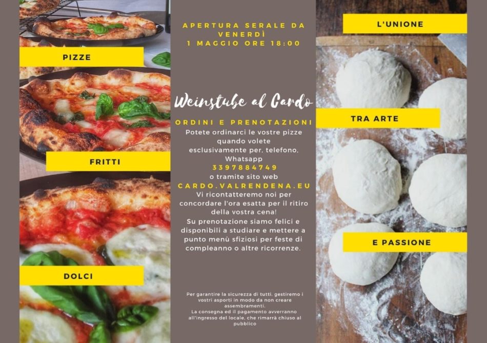 Weinstube Al cardo riparte con l’apertura facendo solo asporto