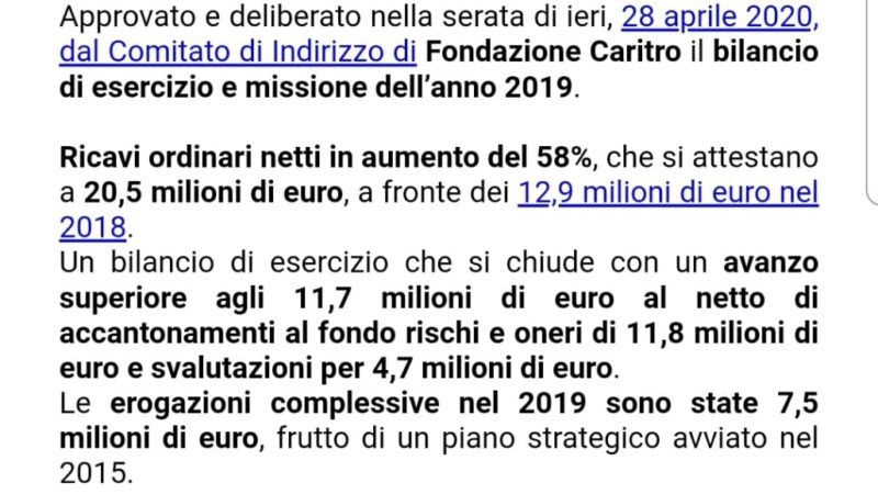 Comunicato Fondazione CARITRO