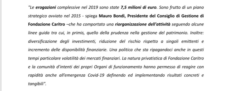 Comunicato Fondazione CARITRO