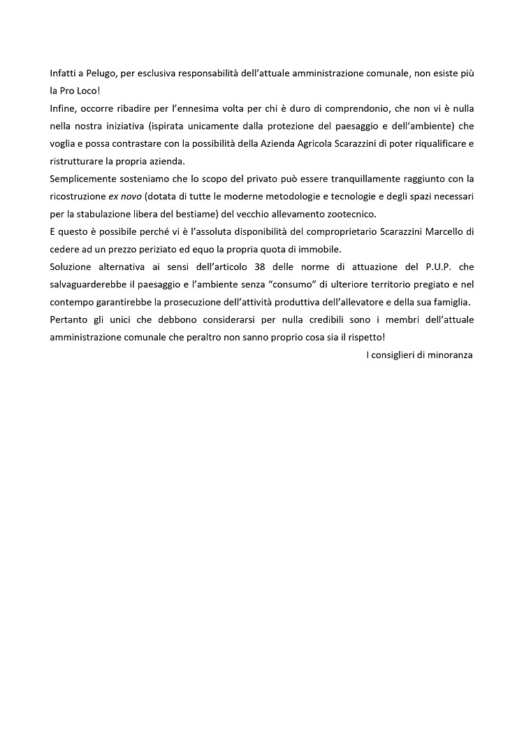 Minoranza consiliare di Pelugo