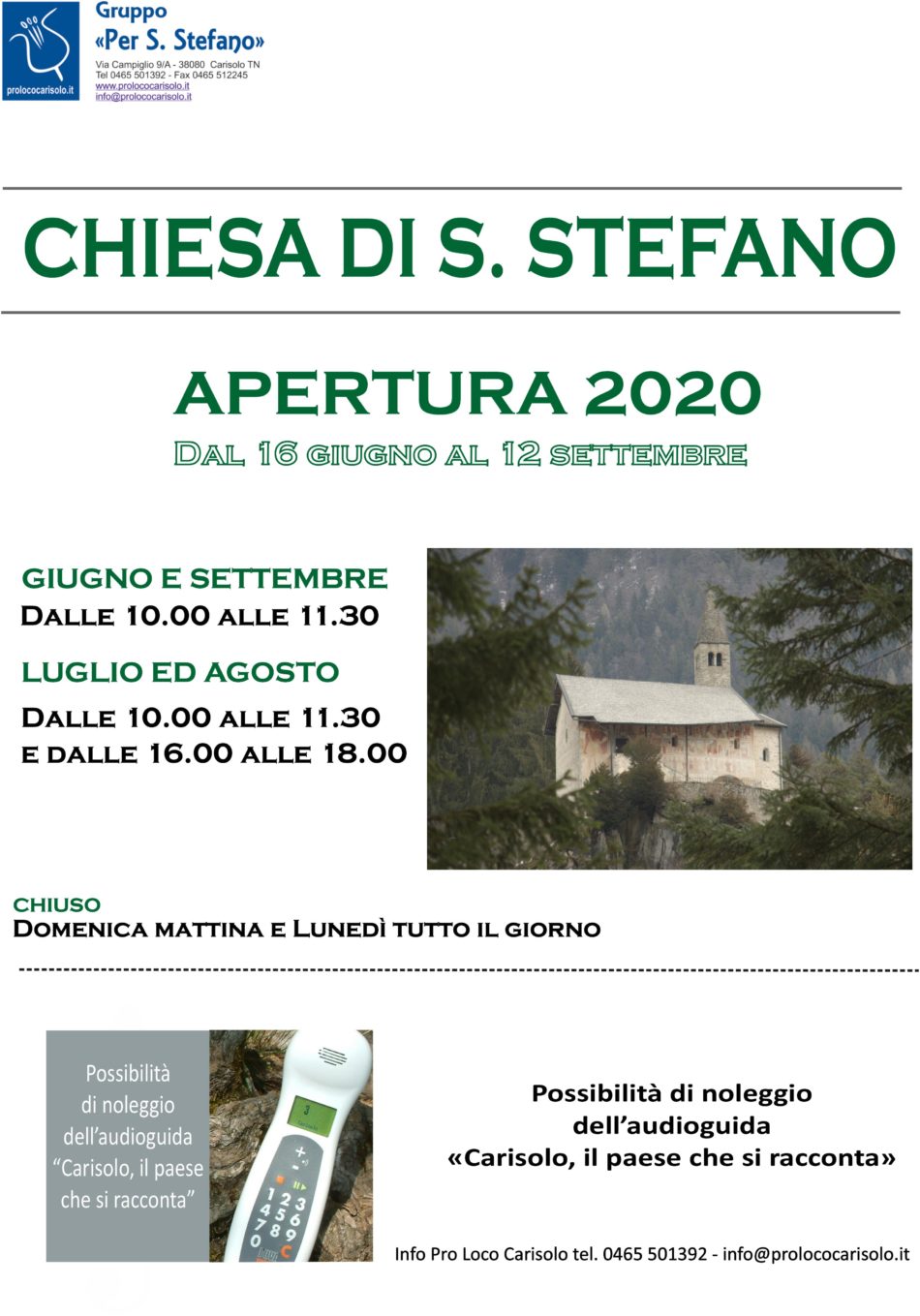 Orari di apertura della chiesa di S. Stefano nel corso dell’estate 2020