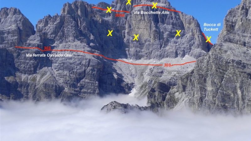 Chiusura temporanea della via ferrata “Bocchette Alte” dal 15 giugno