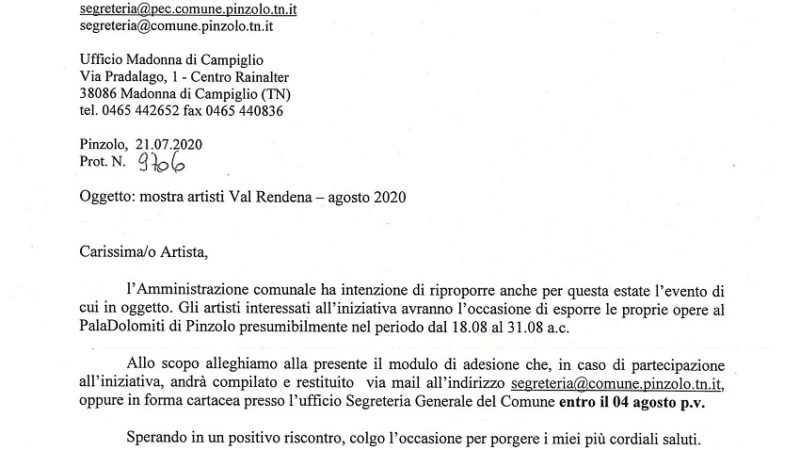 Mostra artisti al PalaDolomiti: scheda di adesione