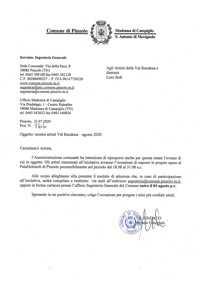 Mostra artisti al PalaDolomiti: scheda di adesione