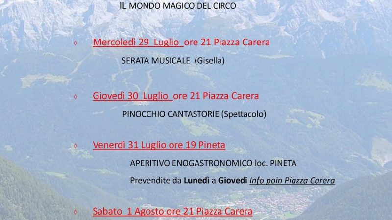 Estate 2020 Pinzolo – Dal 28 luglio al 1 agosto