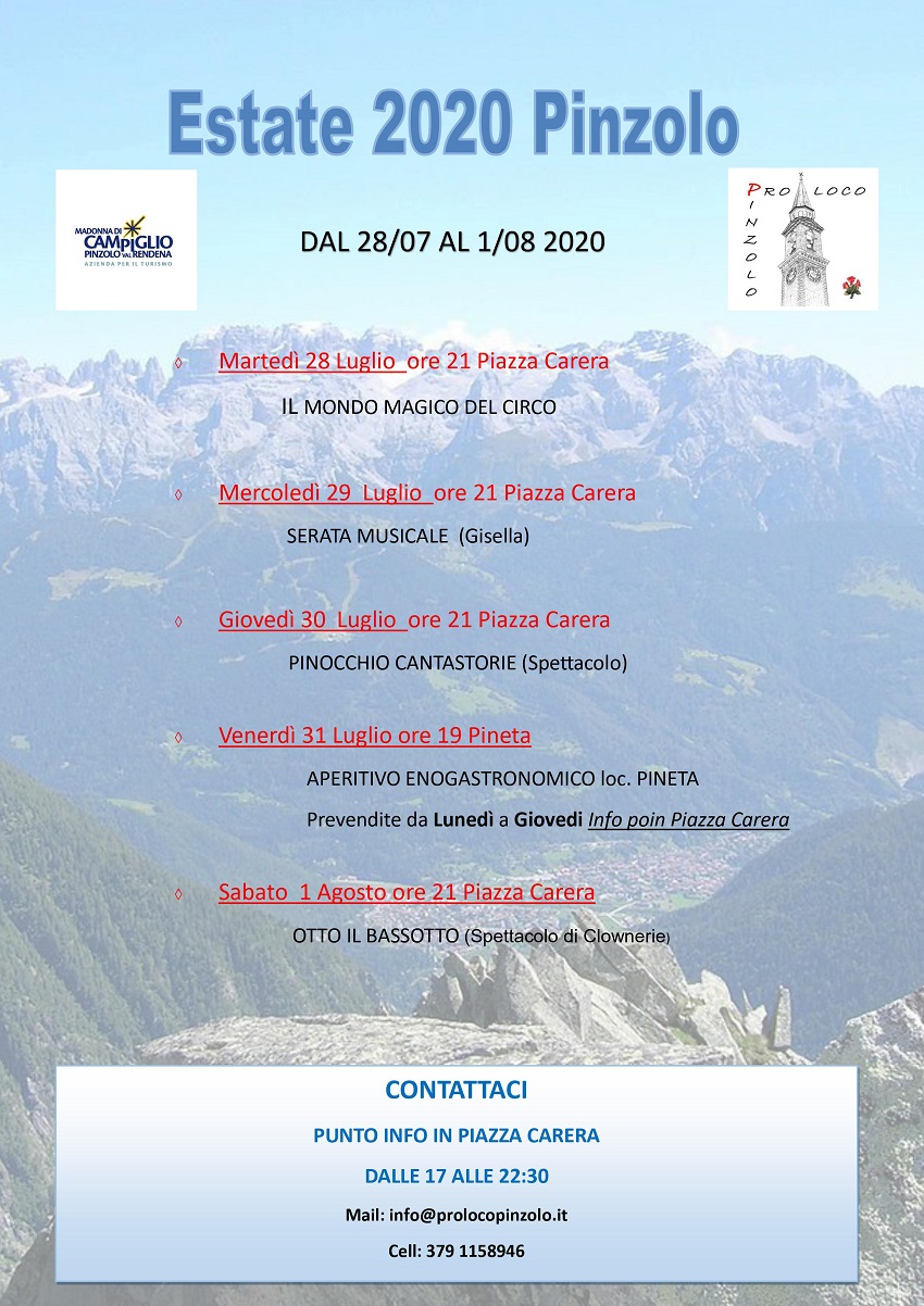 Estate 2020 Pinzolo – Dal 28 luglio al 1 agosto
