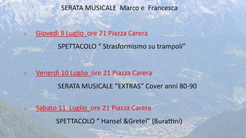 Programma Estate 2020 Pinzolo: settimana dal 6 al 12 luglio 2020
