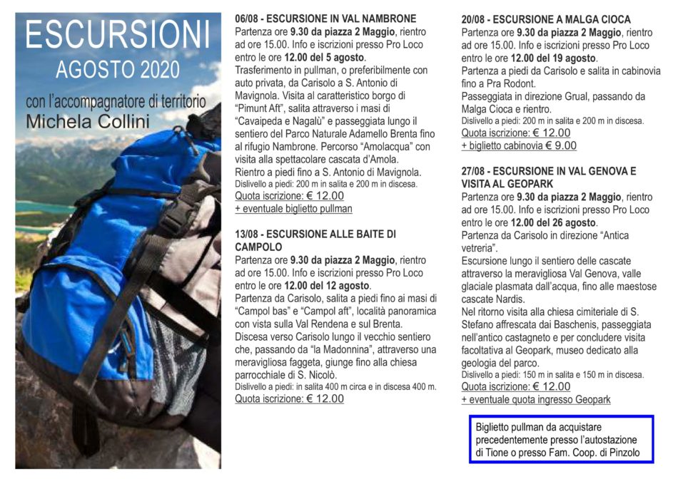 Escursioni con Michela Collini - estate 2020