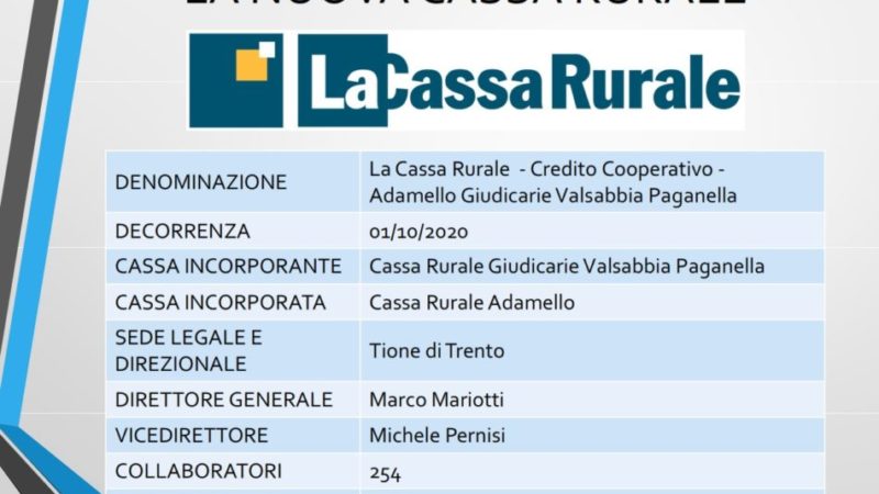 Assemblea straordinaria per progetto di fusione tra le Casse Rurali Adamello e Giudicarie Valsabbia Paganella