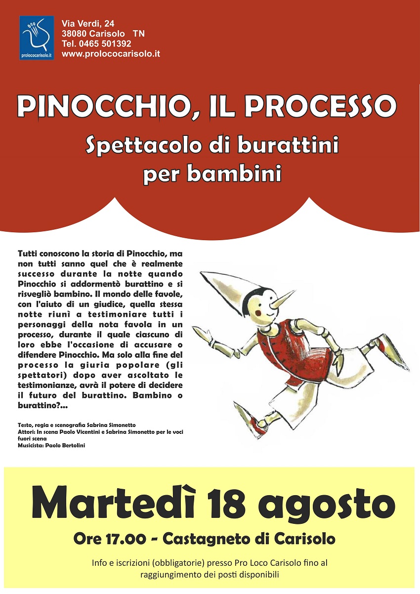 Pinocchio, il processo – Spettacolo di burattini per bambini