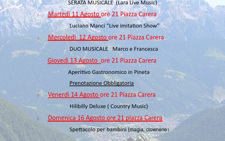 Estate 2020 Pinzolo – Dal 10 al 16 agosto 2020