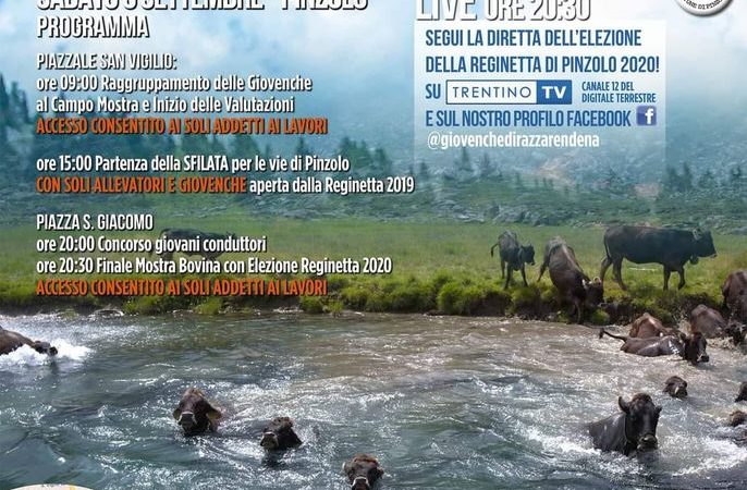 5 settembre – Sfilata Giovenche di razza Rendena. Anche online!