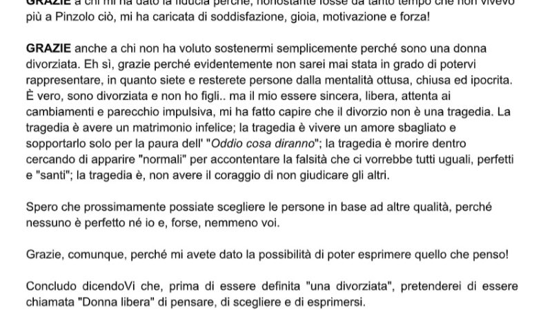 A qualche giorno dalle elezioni comunali, vorrei esprimere alcune considerazioni personali