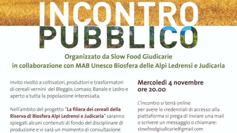 Incontro pubblico online – La filiera dei cereali della Riserva di Biosfera Alpi Ledrensi e Judicaria